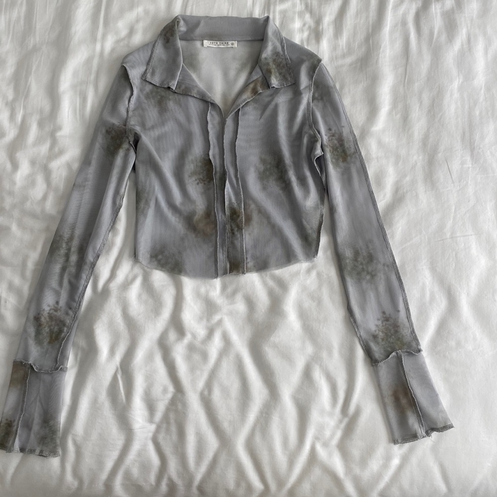 12th Tribe Sheer Long Sleeve Crop Top